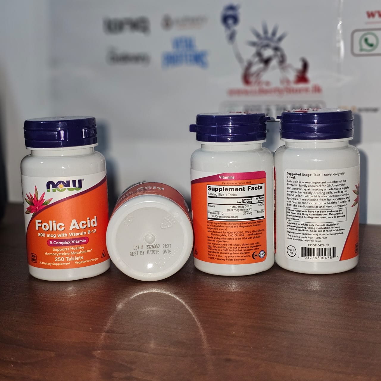 NOW Foods Folic Acid 800 mcg – 250 Tablets