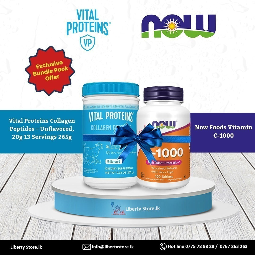 Vital Proteins Collagen Peptides + NOW Foods Vitamin C-1000 Bundle Pack