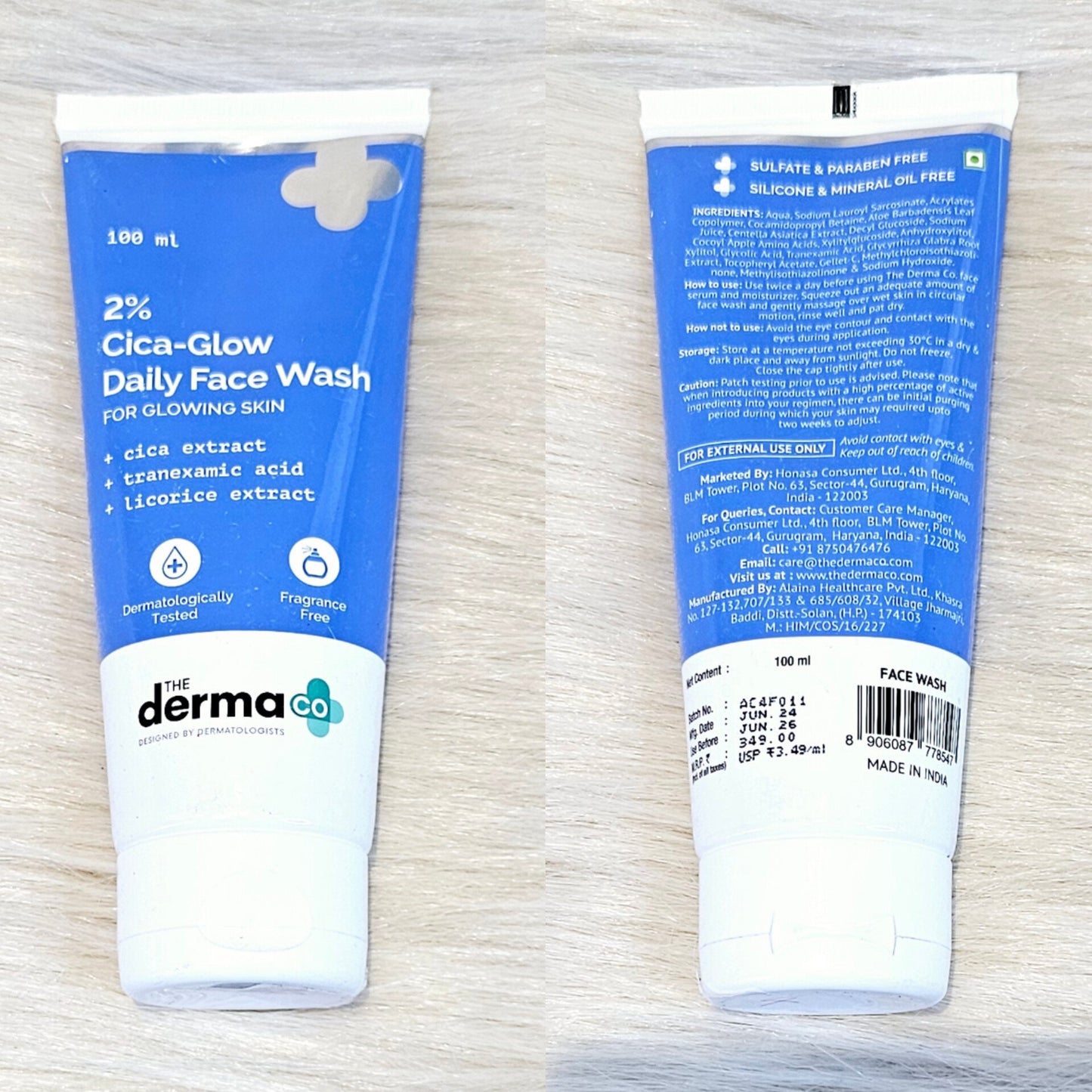 The Derma Co 2% Cica Glow Face Wash 100g