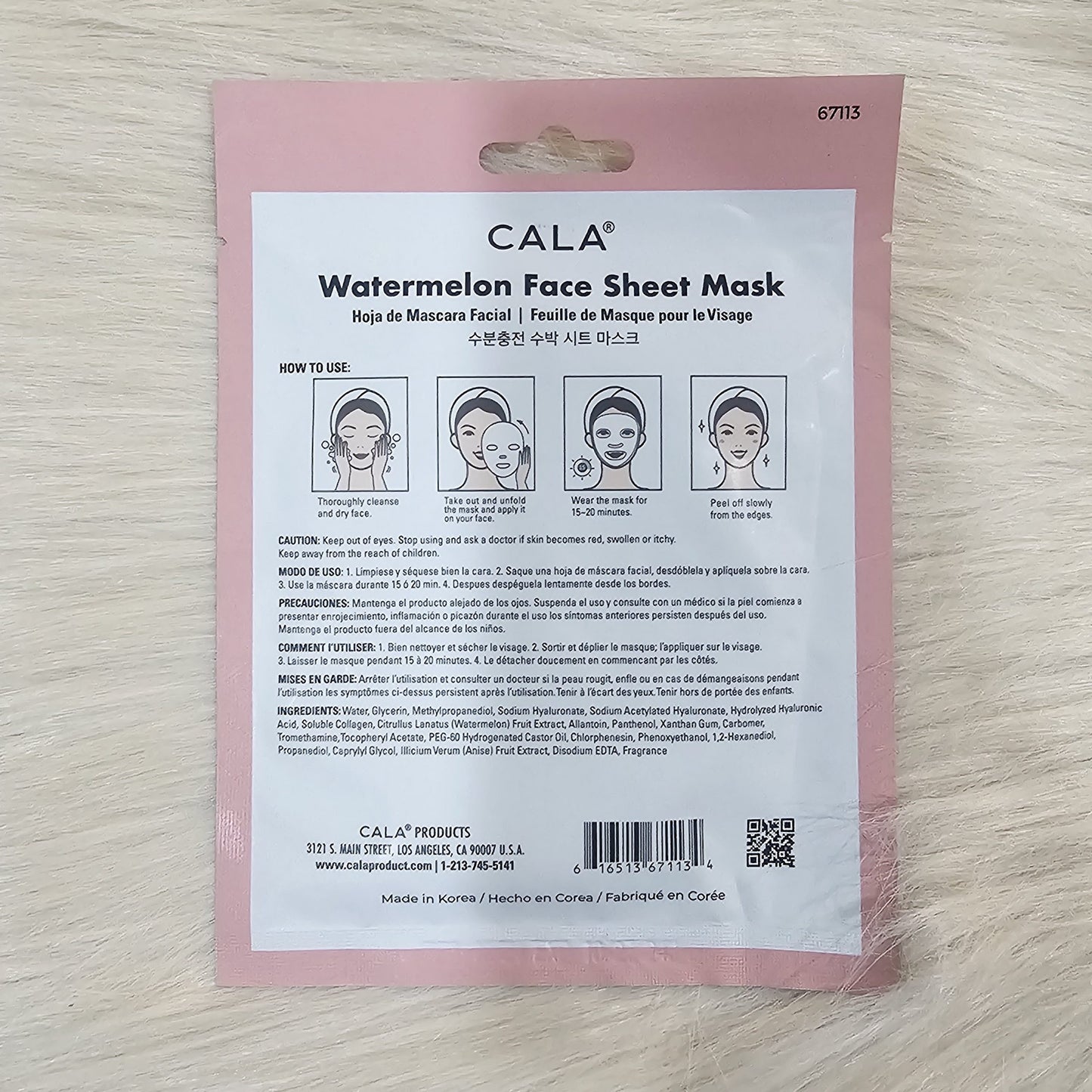 CALA Watermelon Face Sheet Mask 23g (1 Sheet)