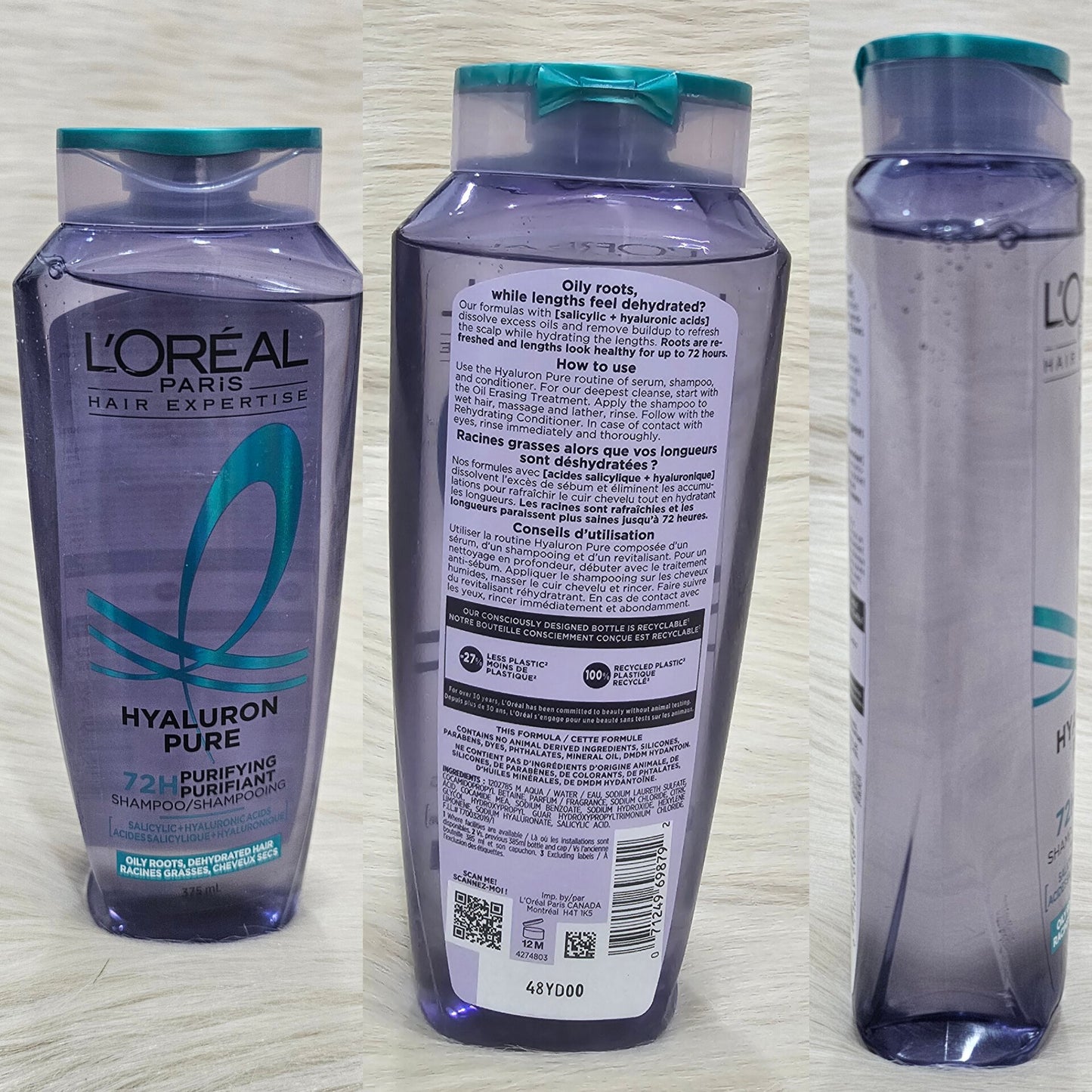 (Discounted Product ) L'oreal paris Hyaluron Pure Purifying Shampoo 375ml ( Packaging may Vary )