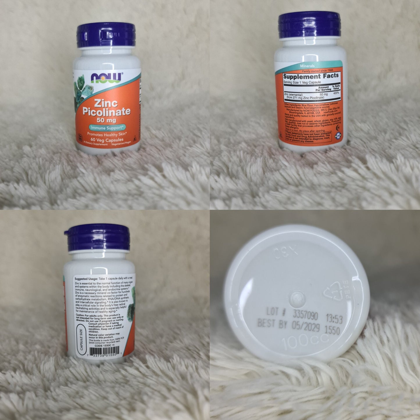 NOW Foods Zinc Picolinate 50 mg (60 Veg Capsules)