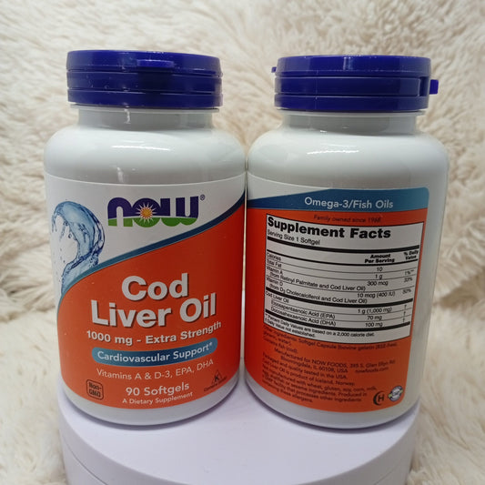 NOW Foods Cod Liver Oil Extra Strength 1000 mg (90 Softgels)