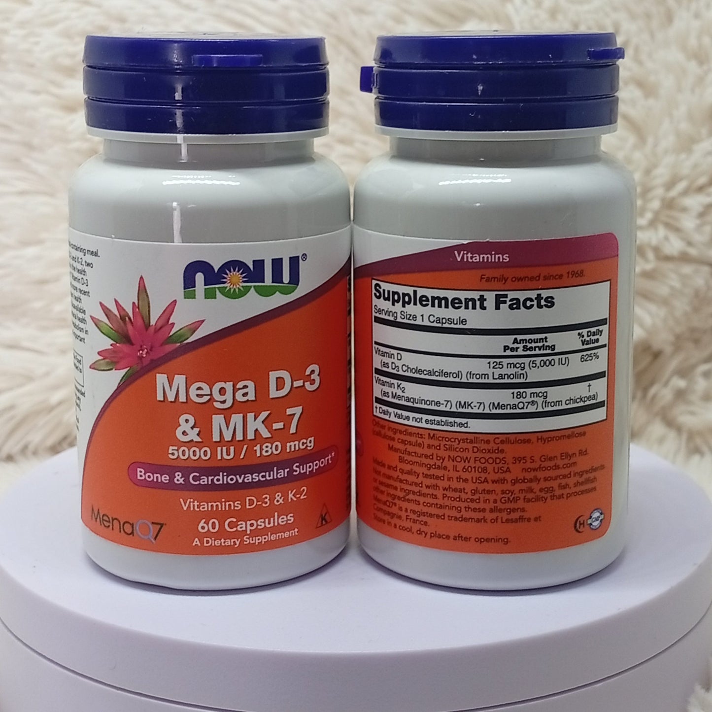 NOW Foods Mega D-3 & MK-7 (60 Capsules)