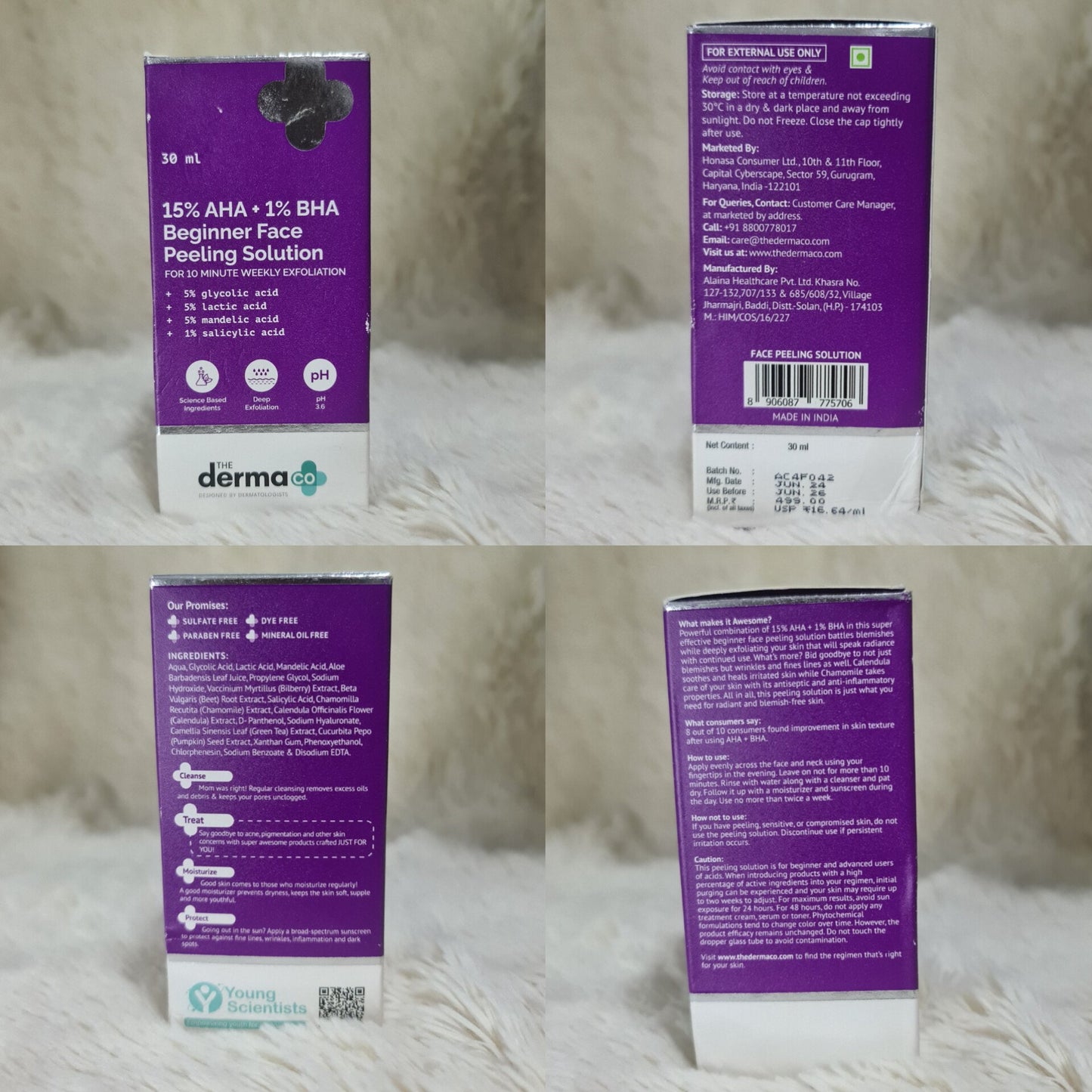 ( Discounted Product ) The Derma Co 15% AHA + 1% BHA Peeling Solution 30ml