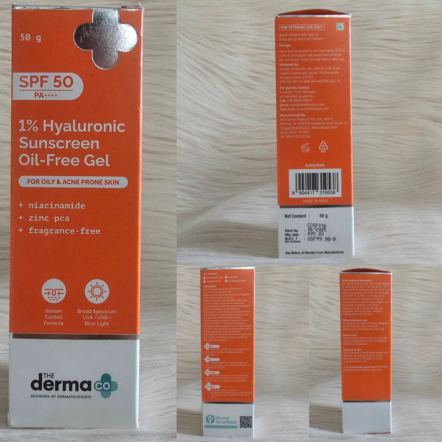 The Derma Co 1% Hyaluronic Sunscreen SPF 50 PA++++