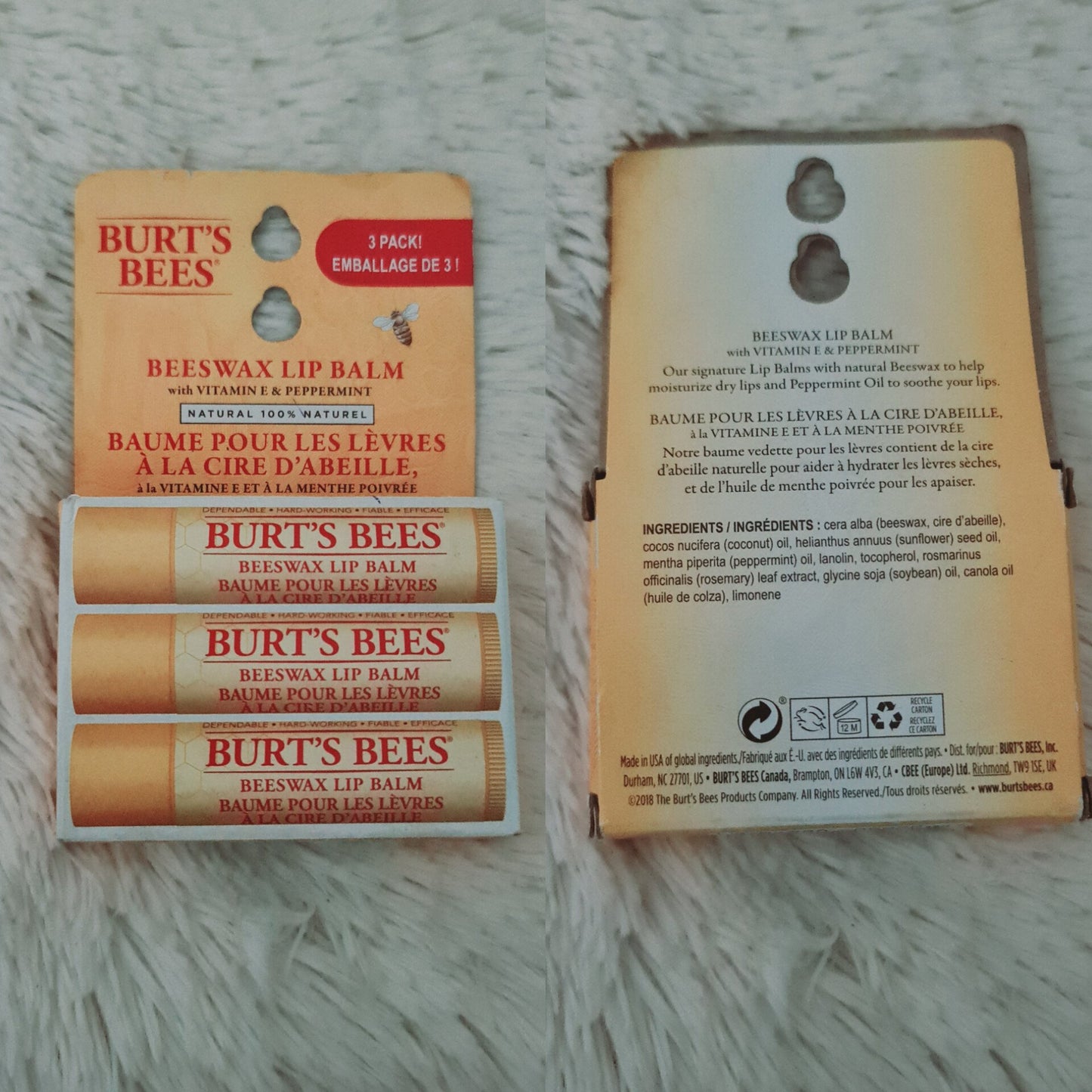 Burt’s Bees Lip Balm 3 Pack – Beeswax & Vitamin E