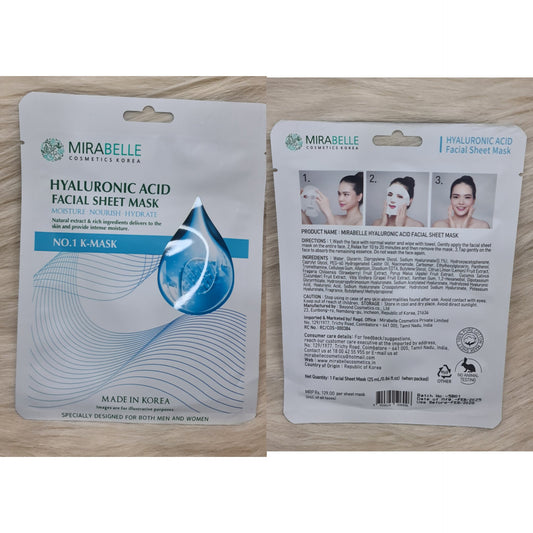 Mirabelle Hyaluronic Acid Hydrating Sheet Mask