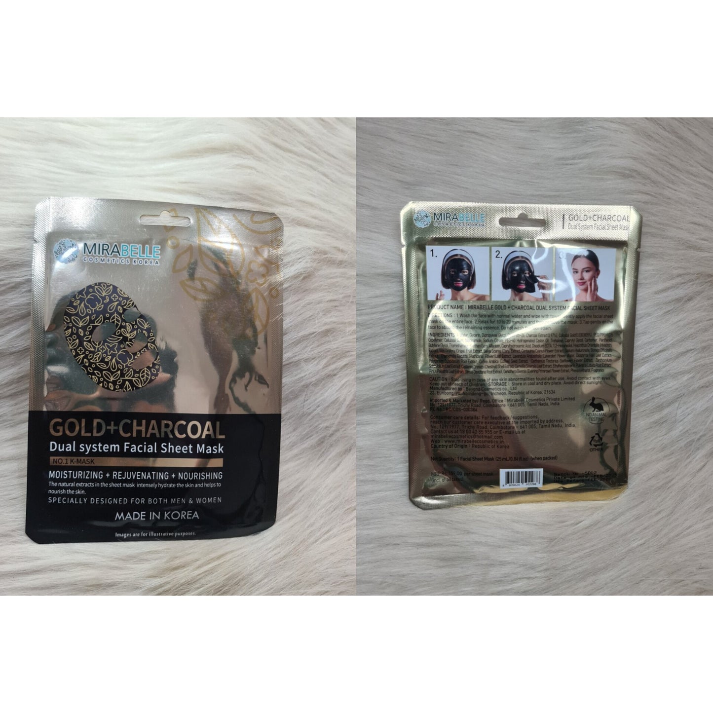 Mirabelle Gold + Charcoal Sheet Mask 25ml