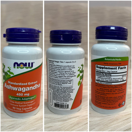 NOW Foods Ashwagandha 450mg – 90 Veg Capsules