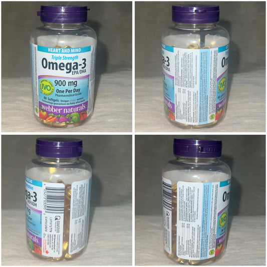 Webber Naturals Omega-3 Triple Concentration 900mg EPA/DHA (80 Softgels)