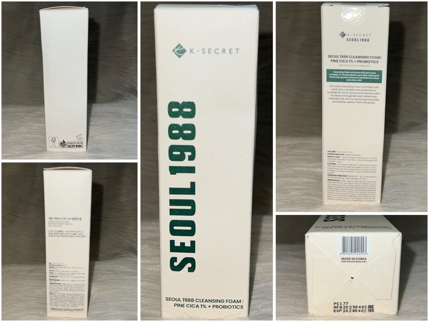 KSECRET SEOUL 1988 Cleansing Foam – Pine Cica 1% + Probiotics (150ml)