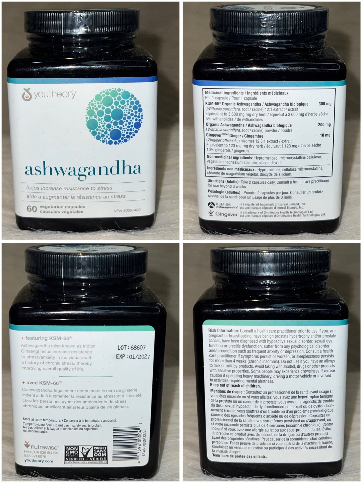 Youtheory Ashwagandha - 60 Veggie Capsules