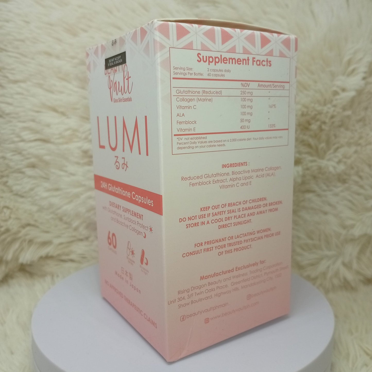( Discounted Product ) Lumi 24H Glutathione 60 Capsules – Beauty Vault