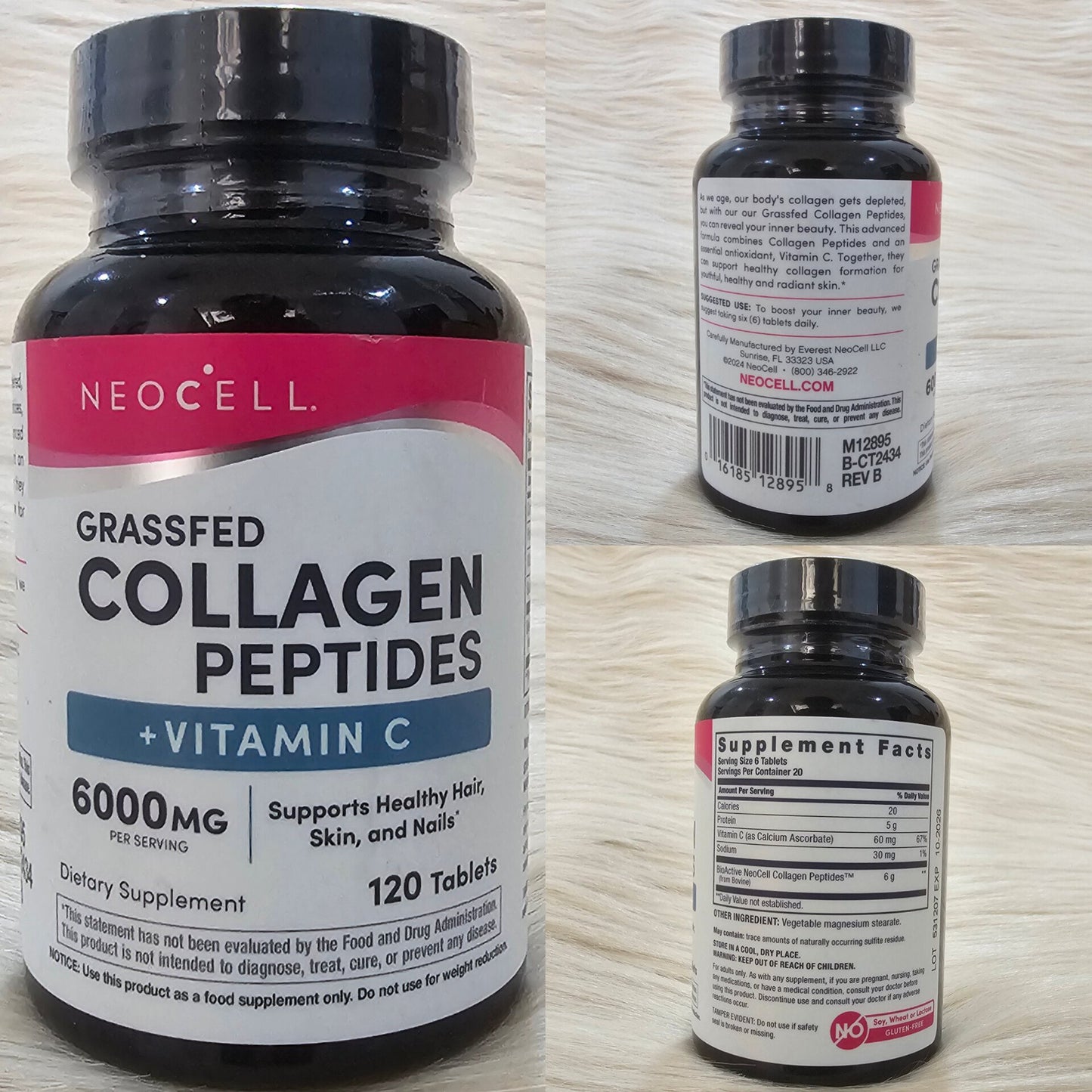 NeoCell Grassfed Collagen Peptides + Vitamin C – 120 Tablets