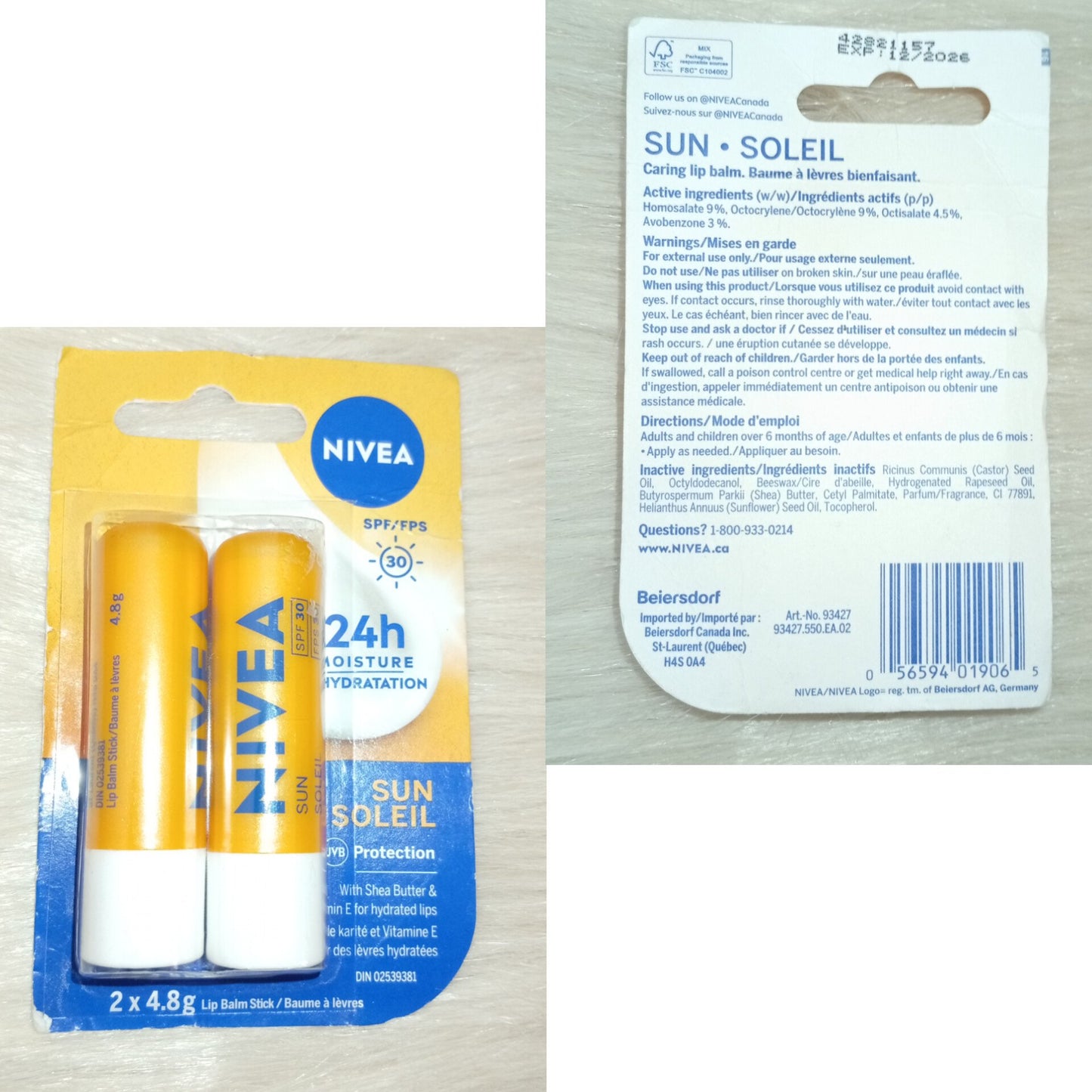 NIVEA Sun Caring Lip Balm SPF 30 Duo Pack (2 x 4.8g)