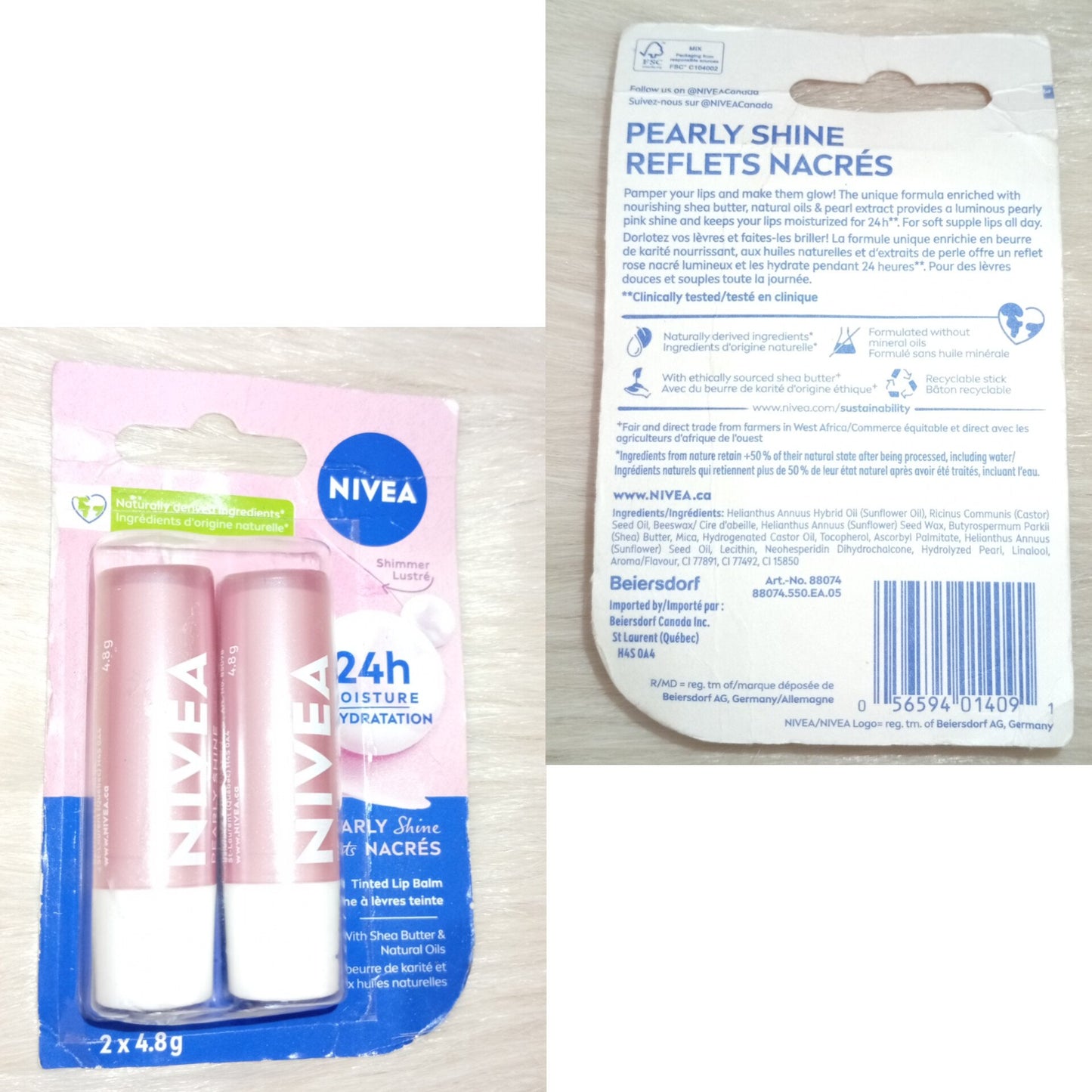 NIVEA Pearly Shine Lip Balm – Pearly Pink Shimmer (2×4.8g)
