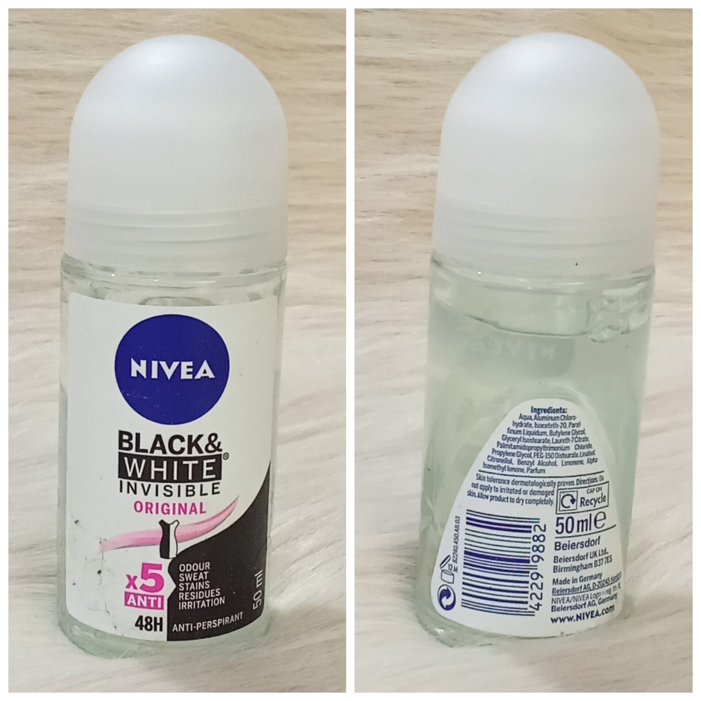 NIVEA Black & White Invisible Clear 48H Anti-Perspirant Deodorant Roll-On 50ml