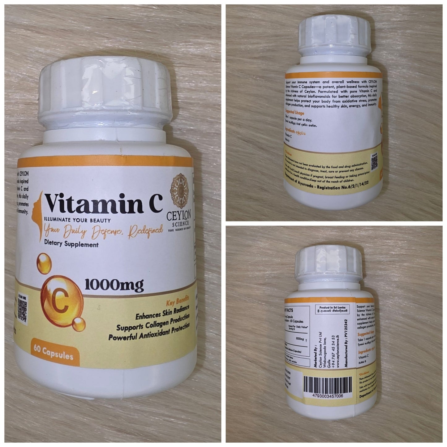 Ceylon Science Vitamin C 1000mg (60 Veg Capsules)