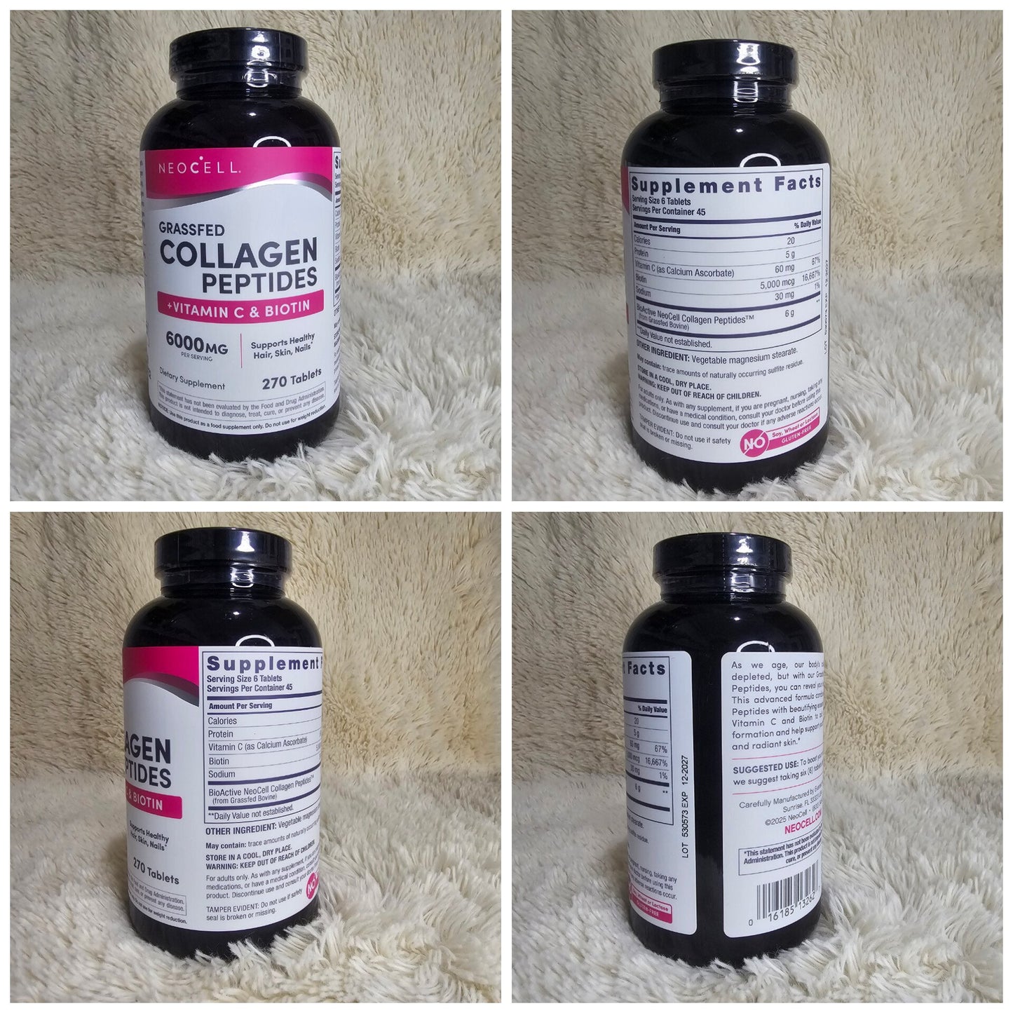 NeoCell Grass-Fed Collagen Peptides + C &amp; Biotin – 270 Tablets