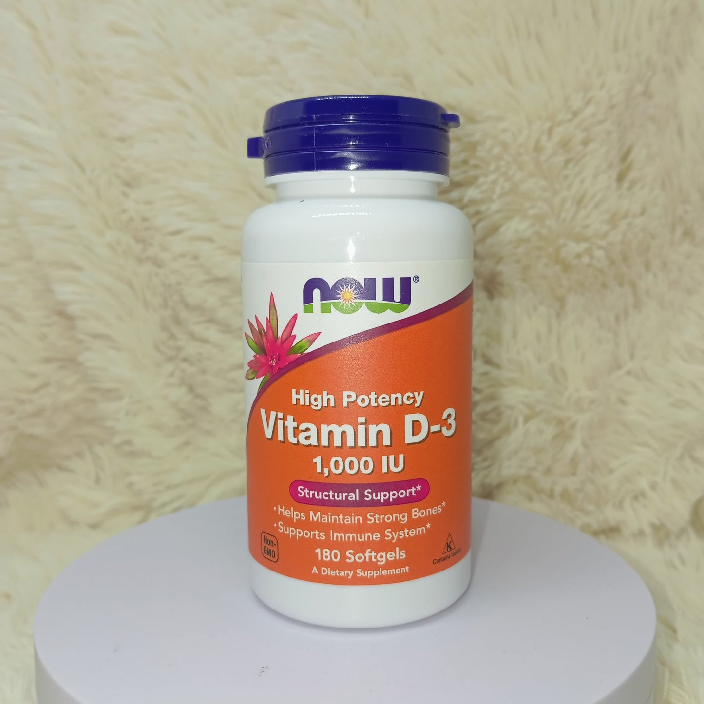 NOW Foods Vitamin D-3 1000 IU Softgels – 180 Capsules