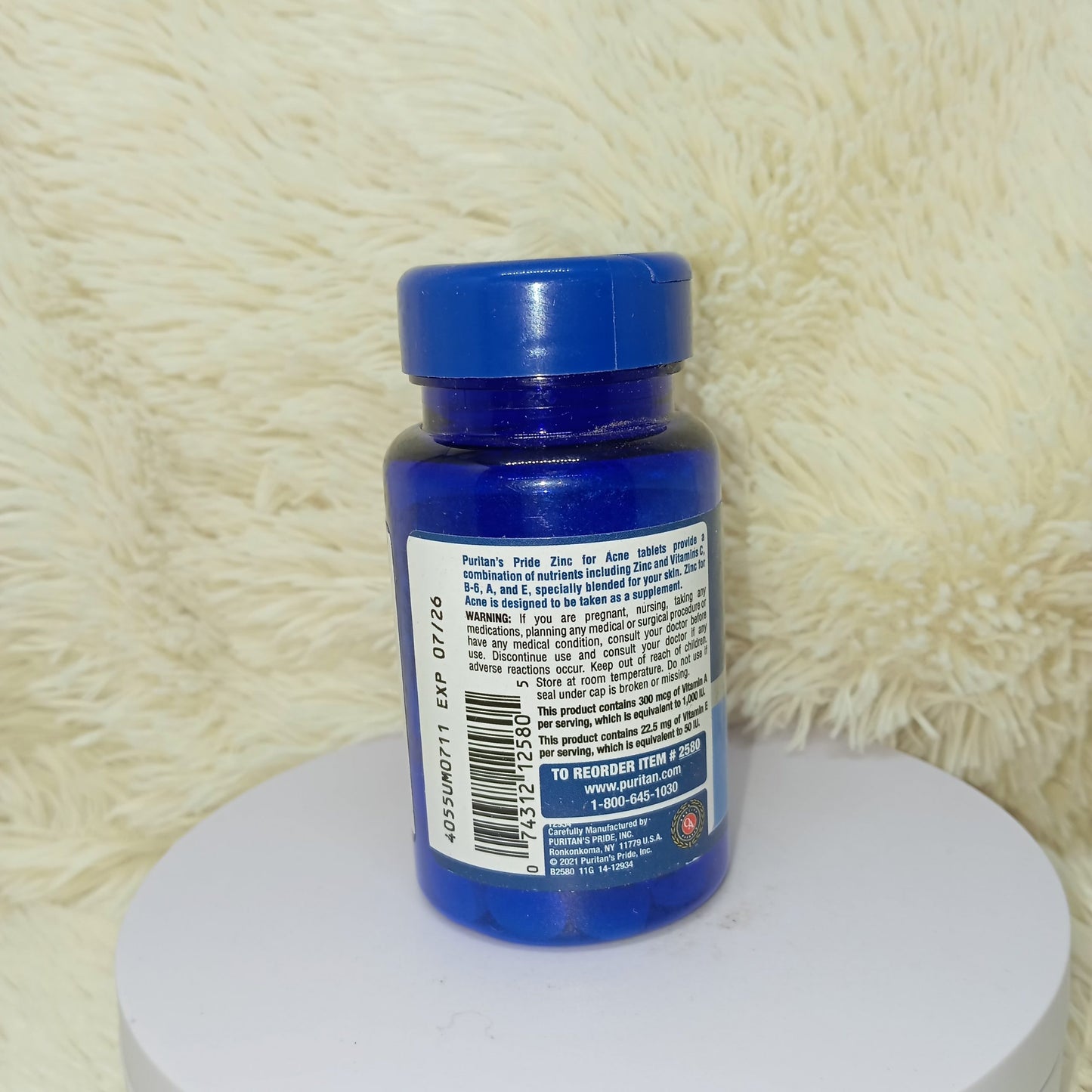 Puritan’s Pride Zinc for Acne Formula – 100 Tablets