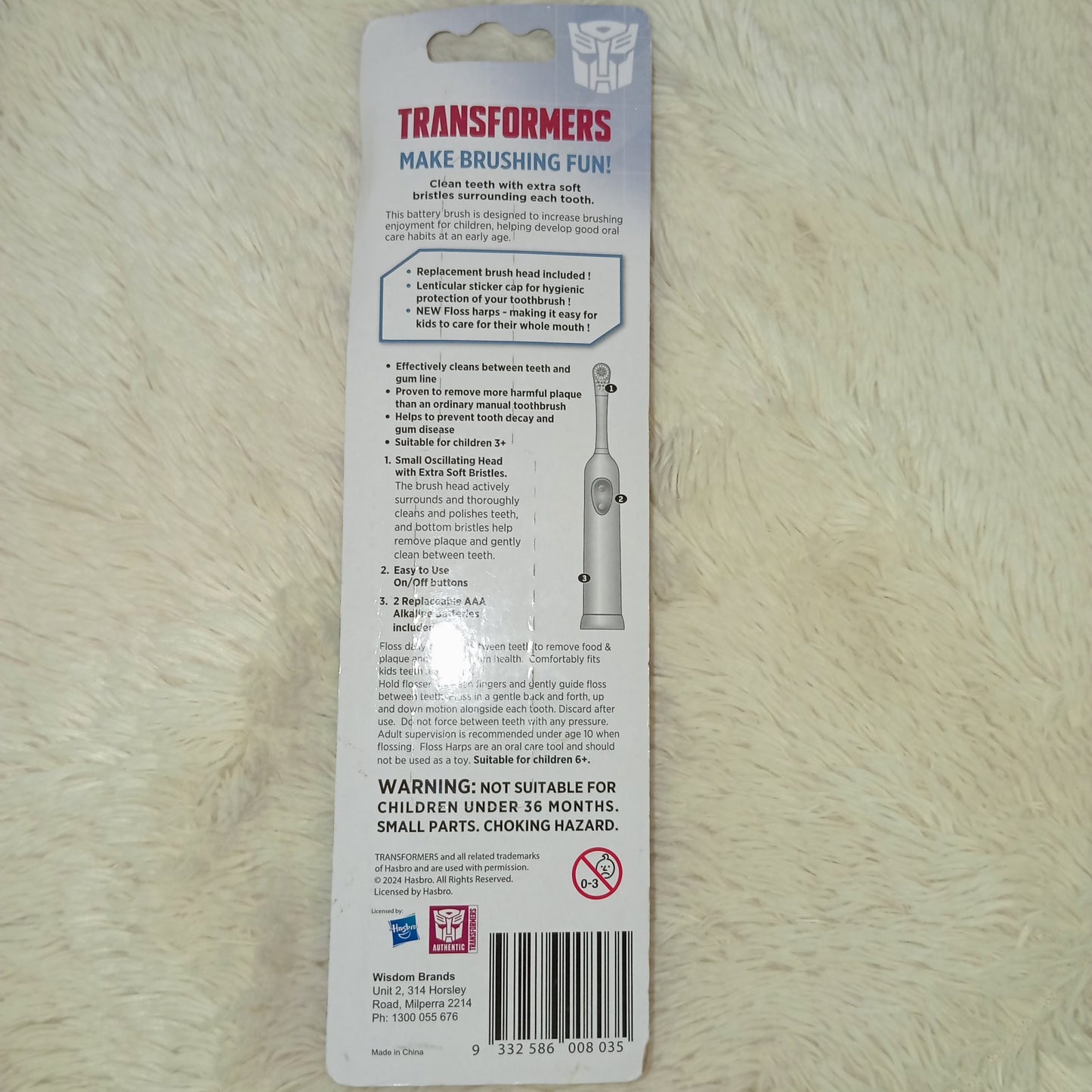 Transformers Kids Battery Powered Soft Electric Toothbrush
