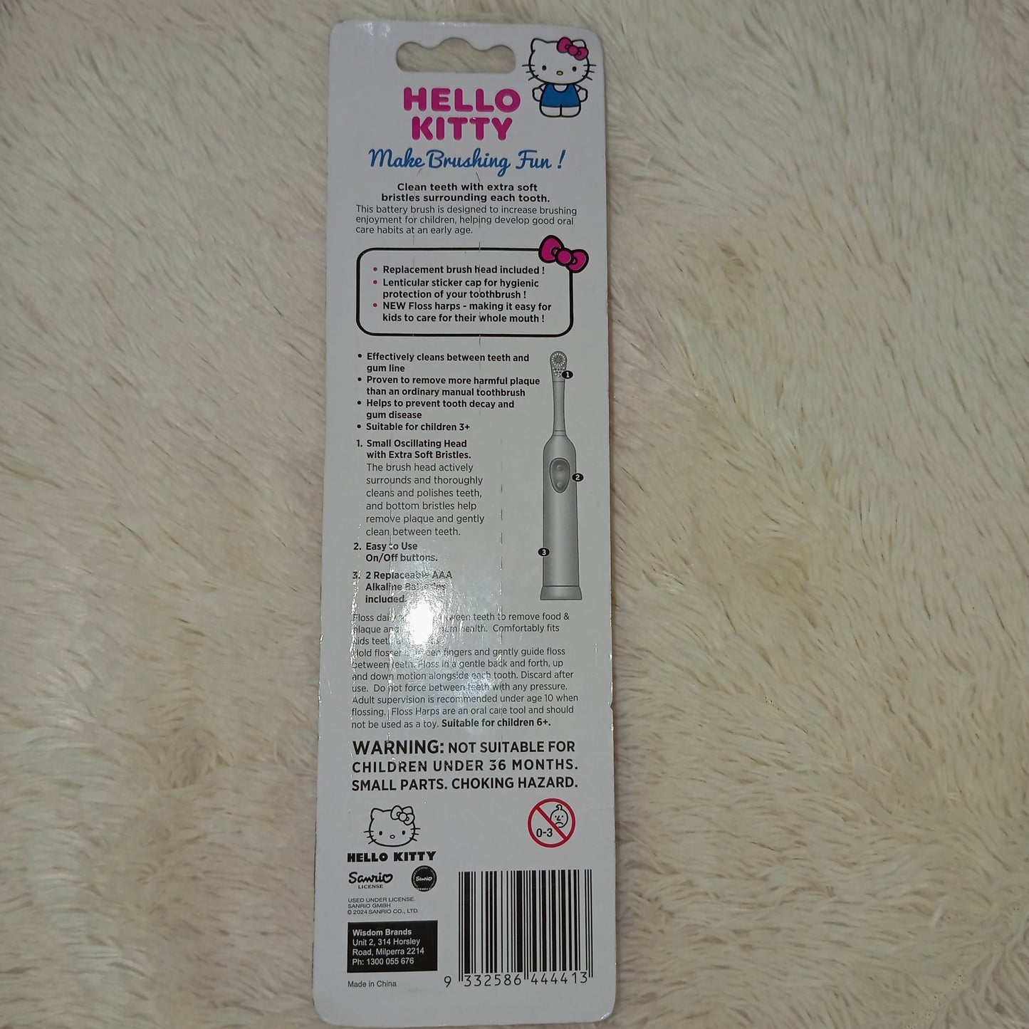 Hello Kitty Kids Battery Powered Soft Electric Toothbrush
