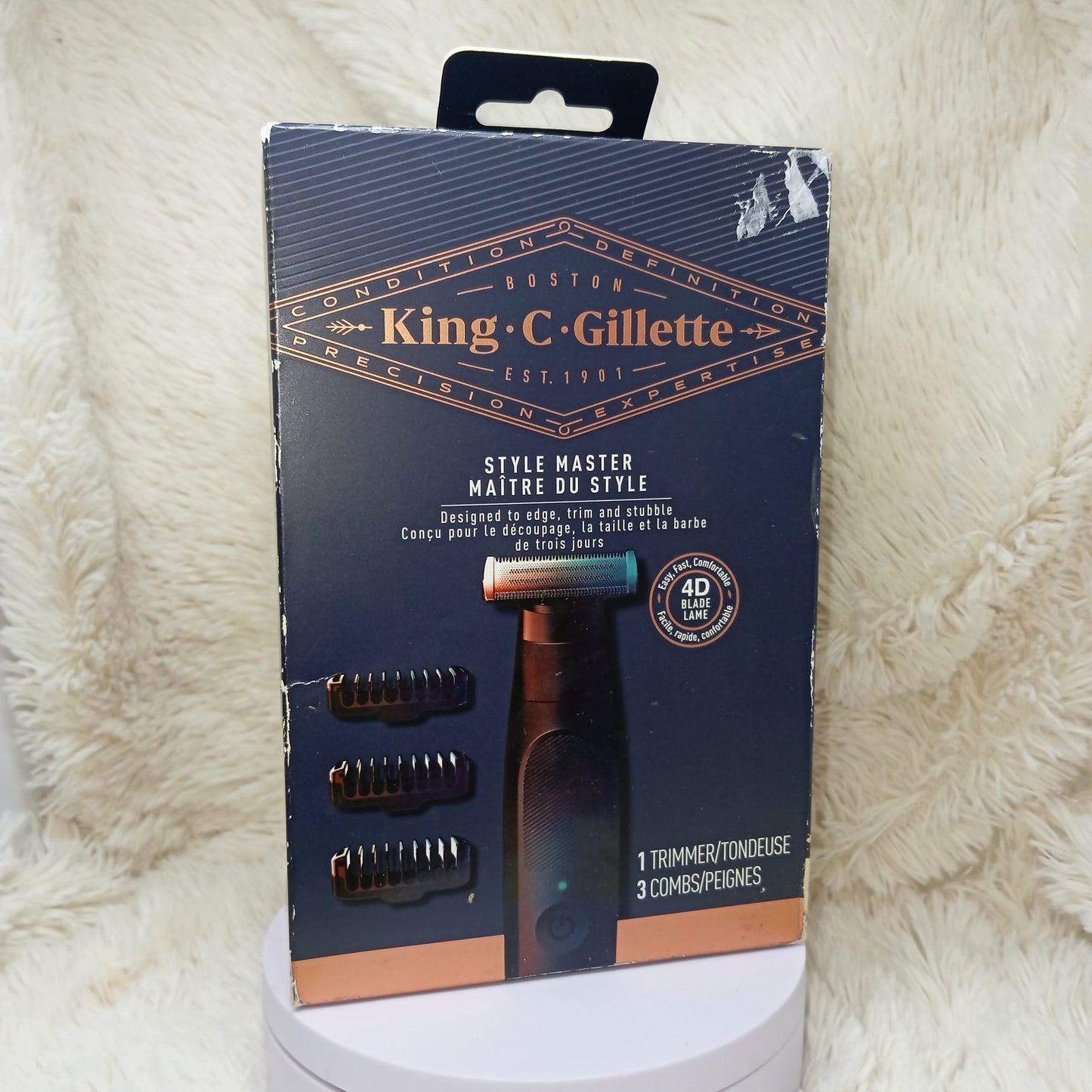 King C. Gillette Men's All-in-One Styler Cordless Stubble Trimmer with 4D Blade and 3 Interchangeable Combs, Waterproof, Beard Trimmer, Beard Care, One Blade Lasts 6 Months
