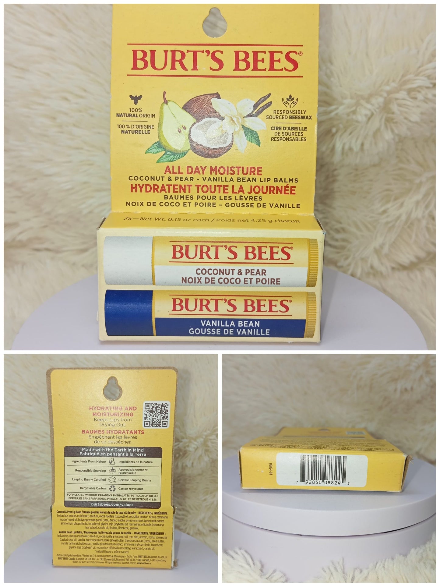 Burt’s Bees Natural Lip Balm 2 Pack Coconut & Vanilla