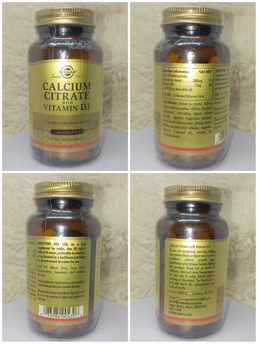 Solgar Calcium Citrate with Vitamin D3 (60 Tablets)