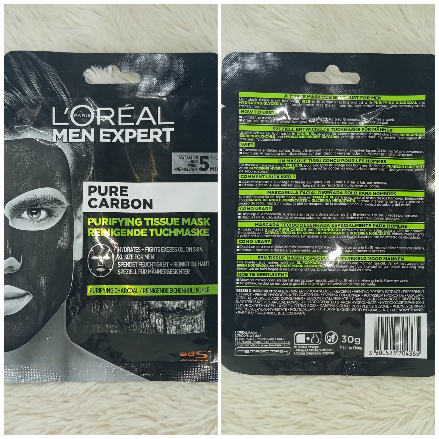 L’Oréal Men Expert Pure Charcoal Face Mask 30g