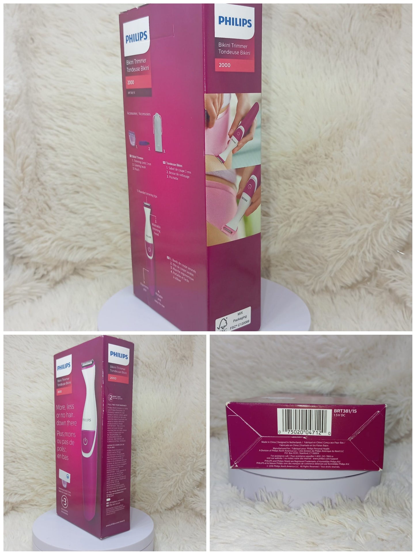 Philips BikiniGenie Cordless Trimmer for Bikini Line, Wet &amp; Dry