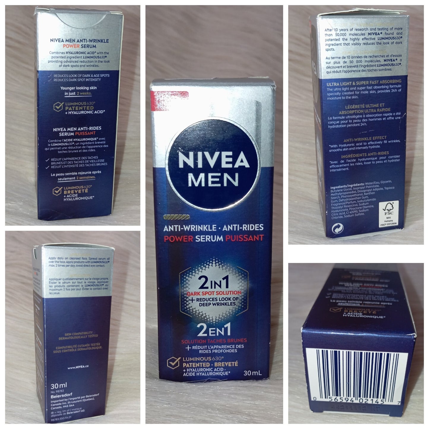 (Discounted Product ) Nivea Men Anti Wrinkle 2-In-1 Power Serum, Dark Spot Solution Face Serum 30ml