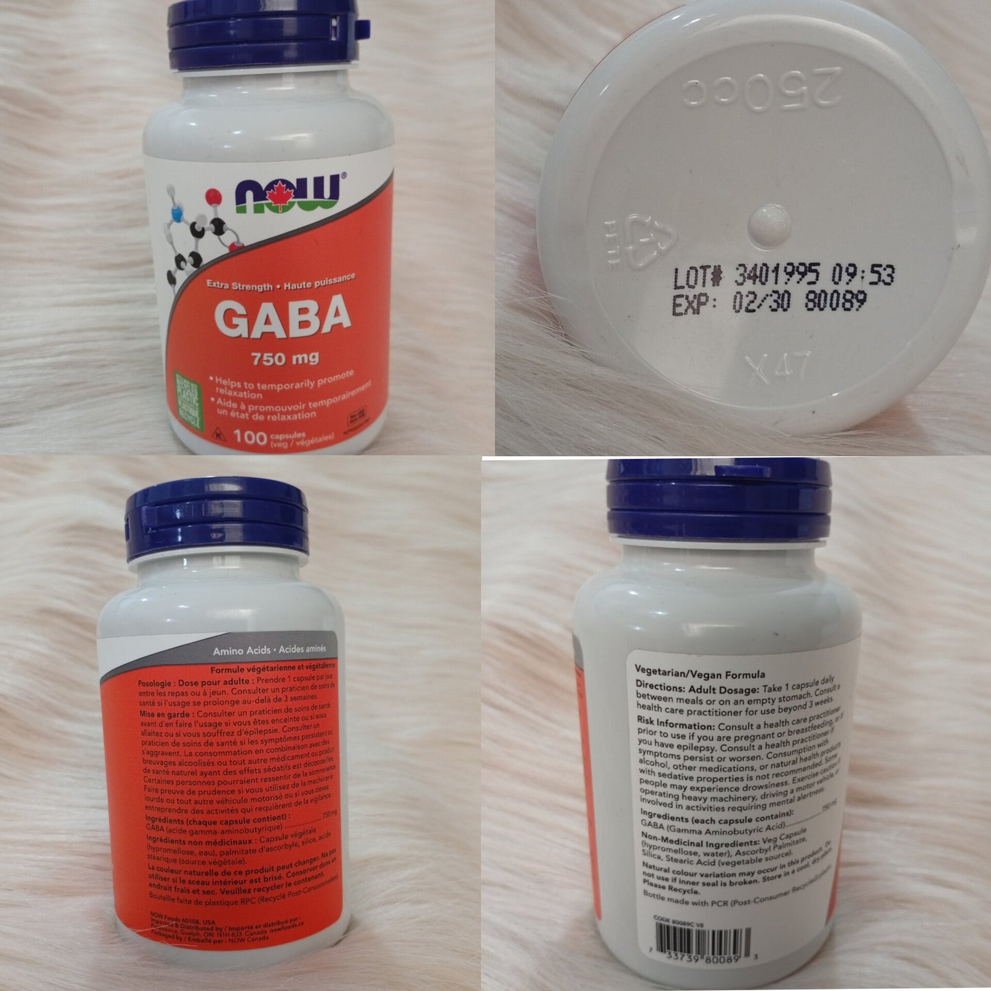 NOW Foods GABA 750mg (100 Veg Capsules)