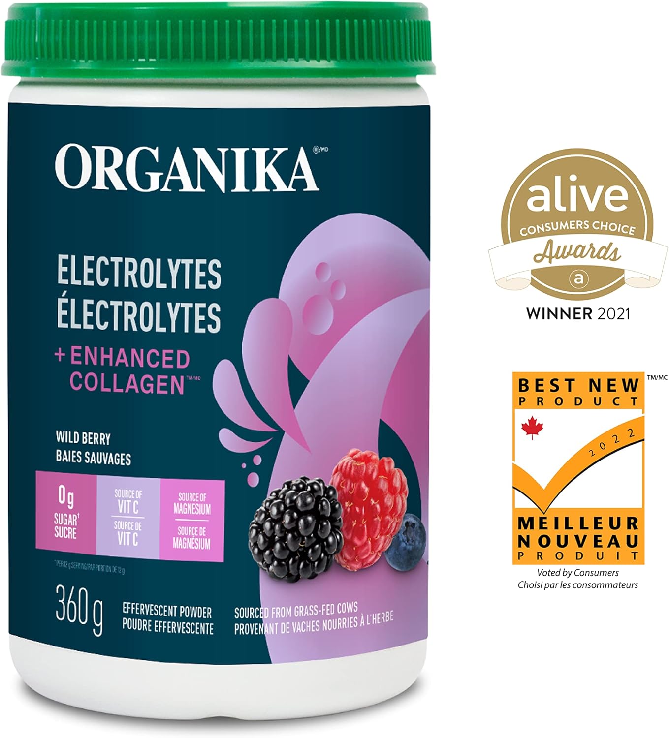 Organika Electrolytes + Collagen Wild Berry Powder 360g