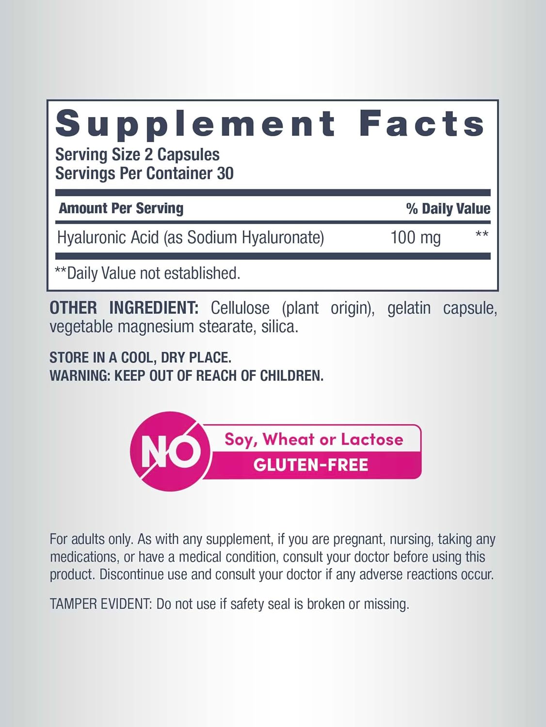 NeoCell Hyaluronic Acid 100mg Capsules (60 Vegan Caps)