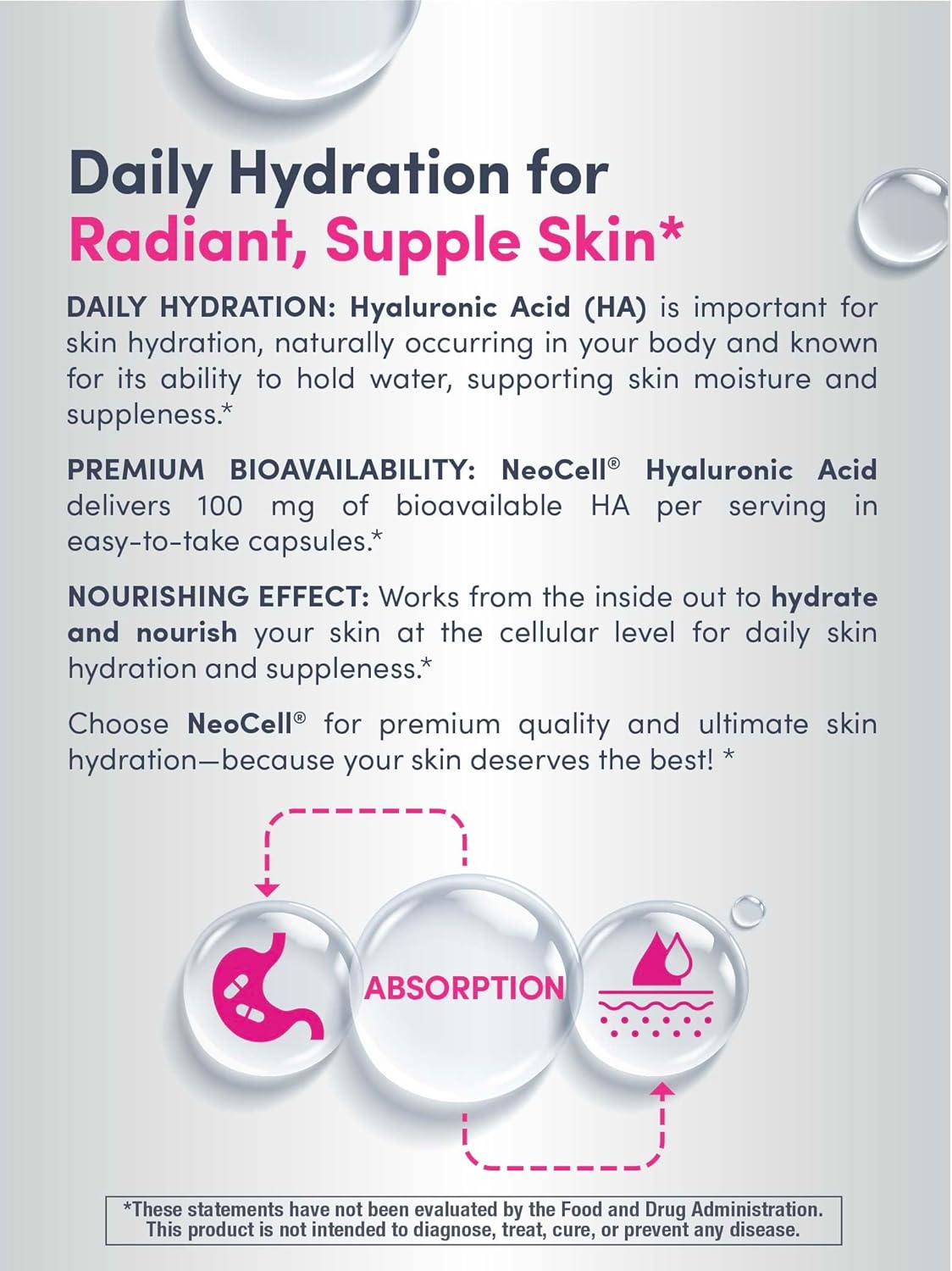 NeoCell Hyaluronic Acid 100mg Capsules (60 Vegan Caps)