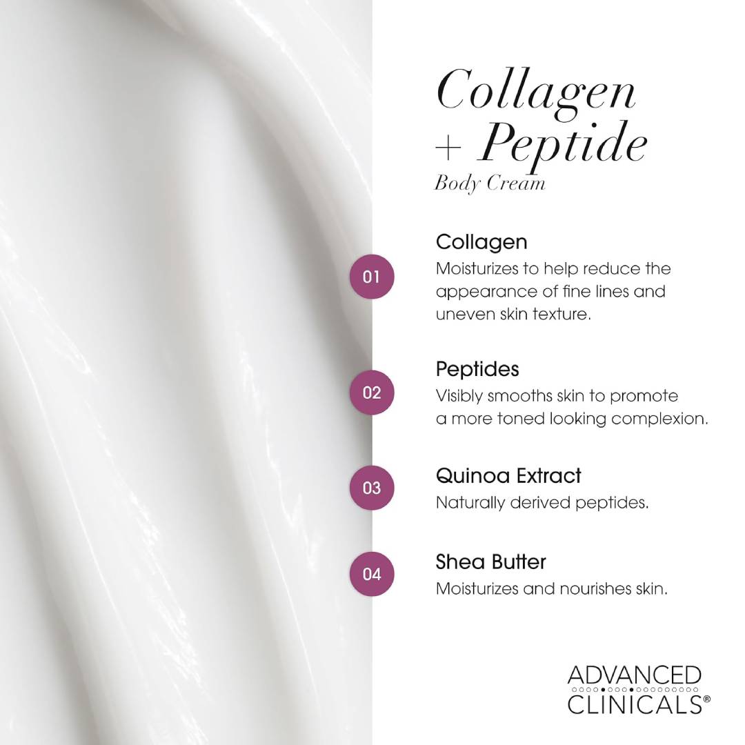 Advanced Clinicals Collagen + Peptide Firming Body Cream 454g