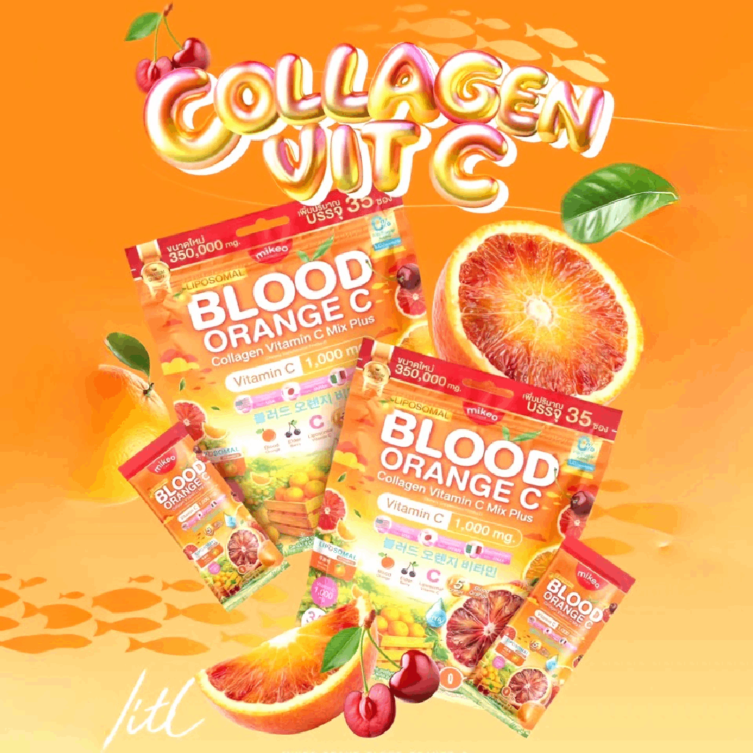 Mikeo Blood Orange Collagen Vitamin C Mix Plus Whitening+ Anti Aging Juice 10g/35 35 Sachets