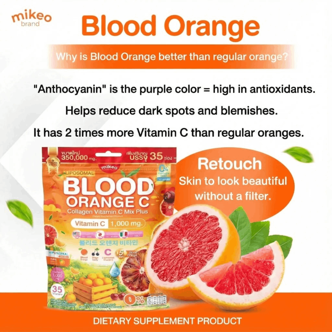 Mikeo Blood Orange Collagen Vitamin C Mix Plus Whitening+ Anti Aging Juice 10g/35 35 Sachets