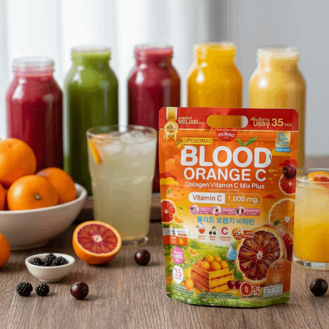 Mikeo Blood Orange Collagen Vitamin C Mix Plus Whitening+ Anti Aging Juice 10g/35 35 Sachets