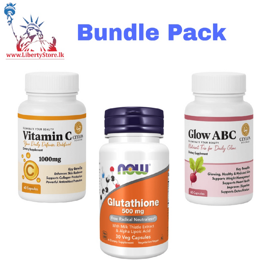 Bundle Pack Ceylon Science Vitamin C , Now Foods Glutathione & Glow ABC