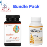 Bundle Pack Youtheory Marine Collagen (290 Tablets) & Ceylon Science Vitamin C (60 Capsules)