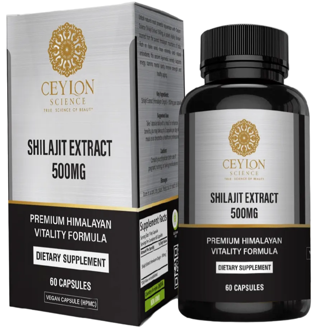 Ceylon Science Shilajit Extract 500mg – 60 Veg Capsules
