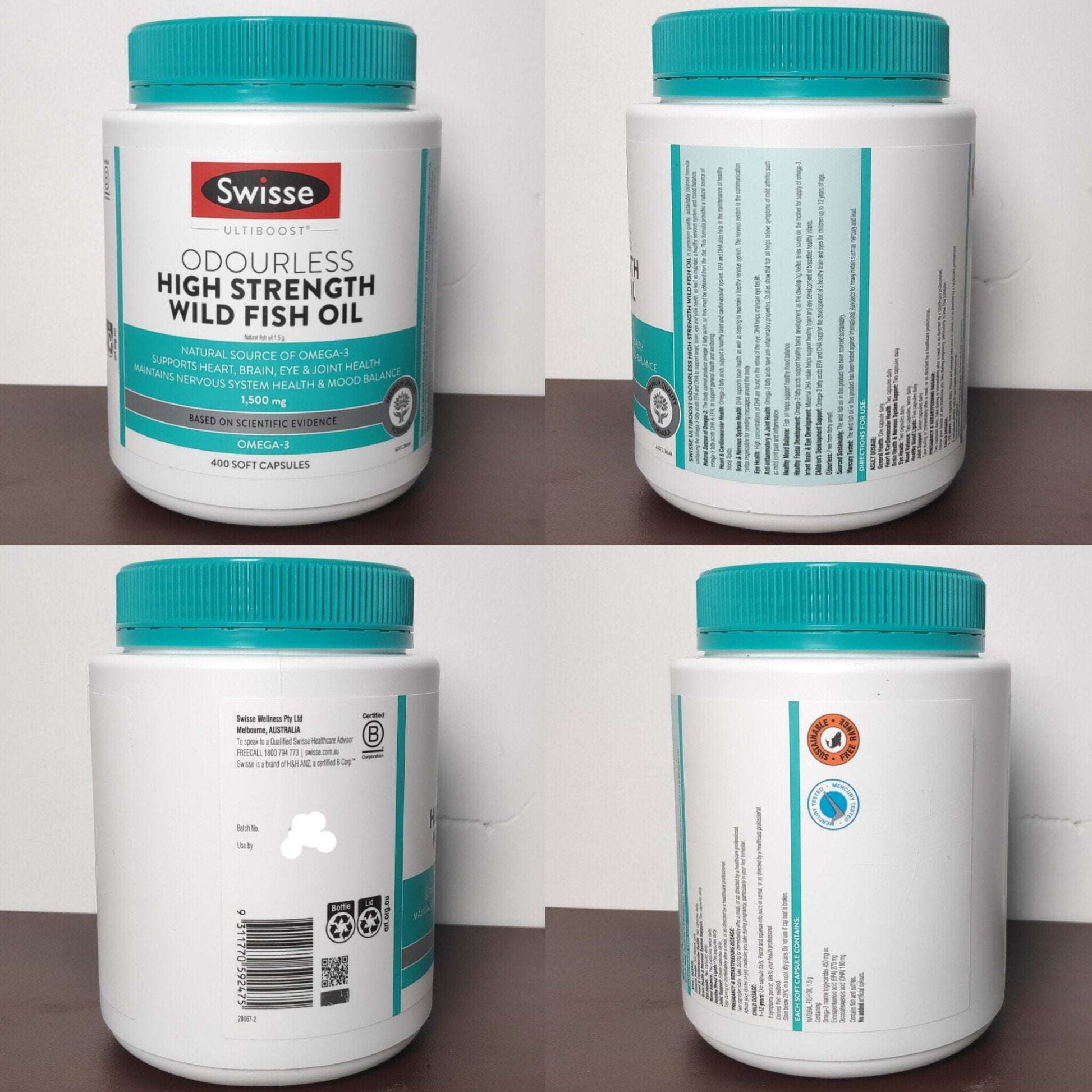 Swisse Odourless Fish Oil 1500mg (400 Capsules)