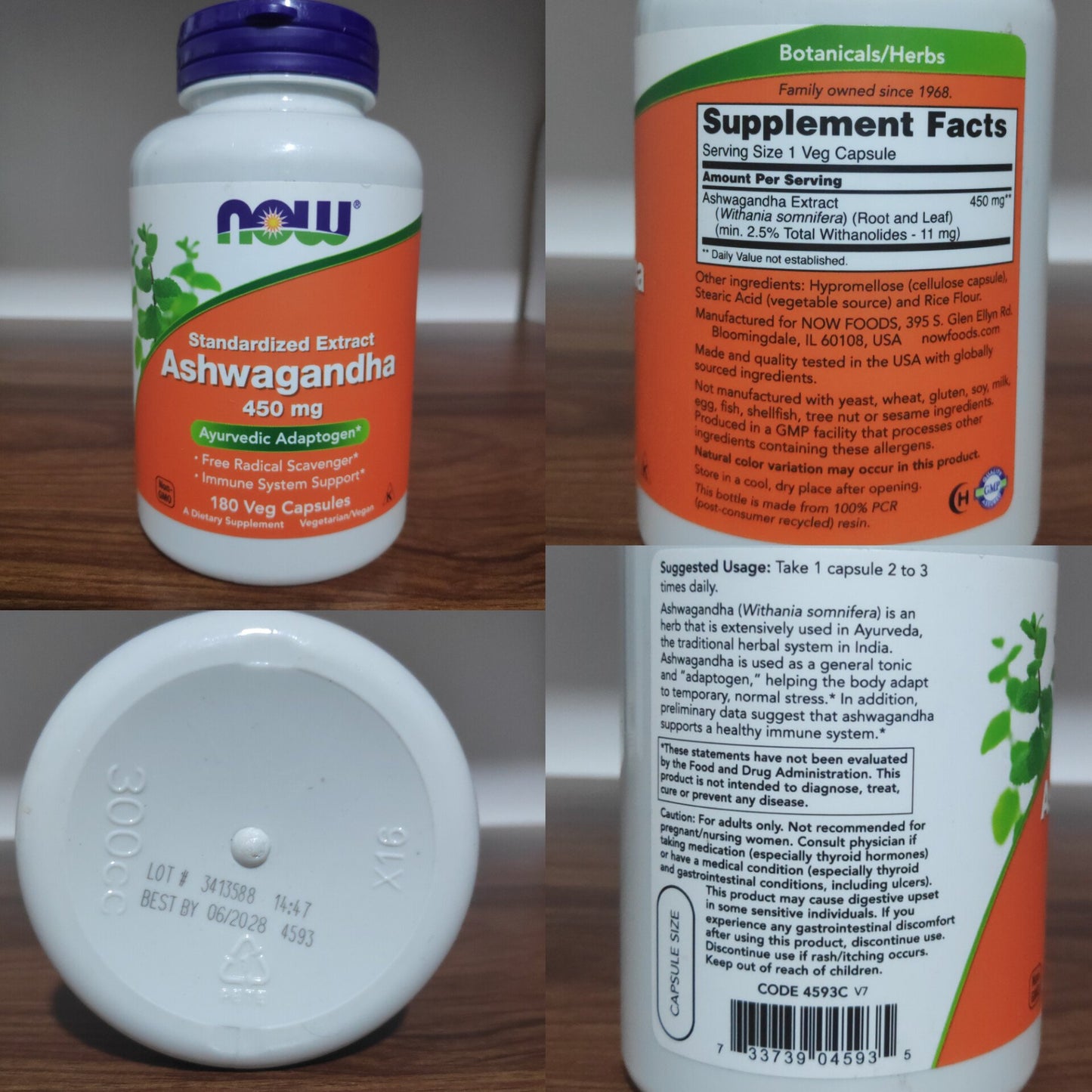 NOW Foods Ashwagandha Extract 450mg – 180 Veg Capsules