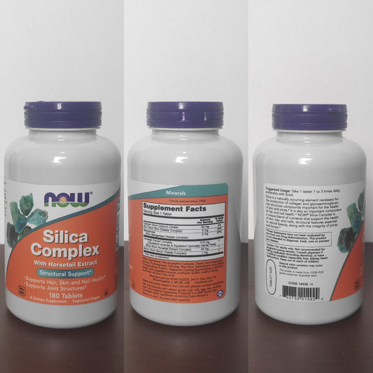 NOW Foods Silica Complex with Horsetail Extract – 180 Tablets