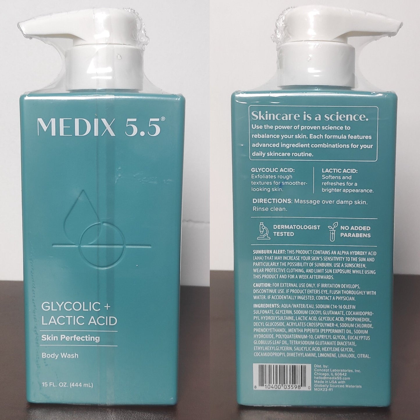 Medix 5.5 Glycolic + Lactic Acid Body Wash 444ml