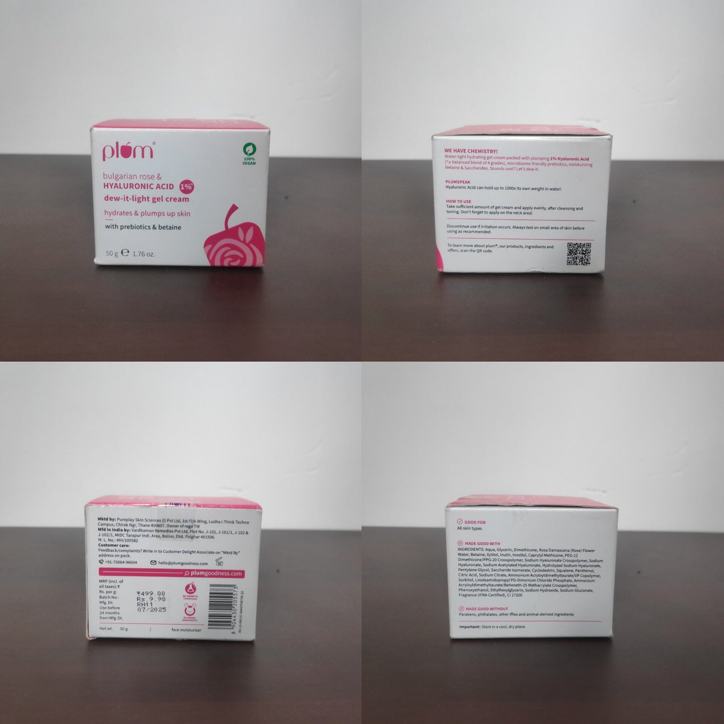 Plum Bulgarian Rose & 1% Hyaluronic Acid Dew-It-Light Gel Cream 50g